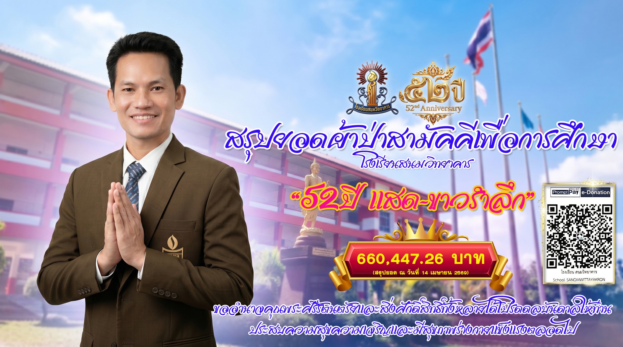 โรงเรียนสนมวิทยาคาร ขอขอบคุณคณะกรรมการสถานศึกษาฯ ผู้ปกครอง คณะครูในอดีตและปัจจุบัน บ้าน วัดและชุมชน ศิษย์เก่าและศิษย์ปัจจุบัน รวมถึงผู้มีจิตอันเป็นกุศลทุกๆท่านที่ร่วมสายธารน้ำใจในการช่วยงานผ้าป่าของโรงเรียนเราในครั้งนี้